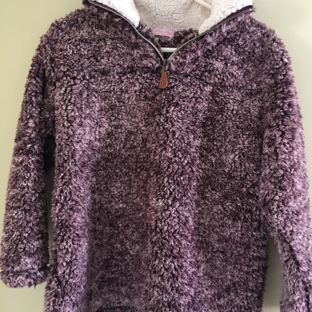 Girls S/M Pink Lily Sherpa 1/4 zip jacket.